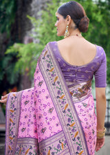 Orchid Pink Woven Paithani Patola Silk Saree