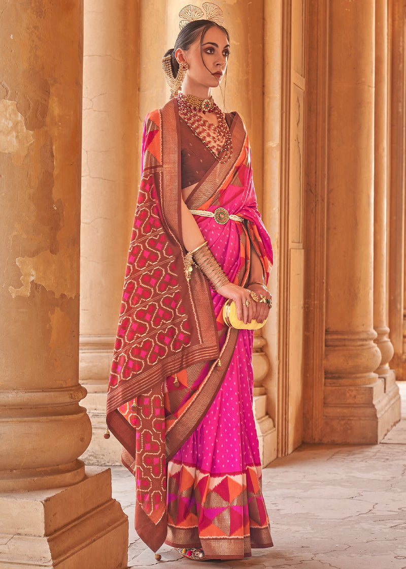 Blush Pink Organza Silk Saree with Kalamkari Blouse