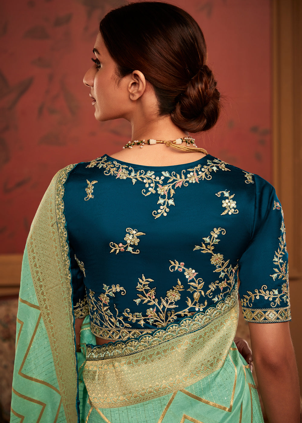 Buy MySilkLove Swamp Green Woven Banarasi Designer Silk Saree With Embroidered Blouse Online