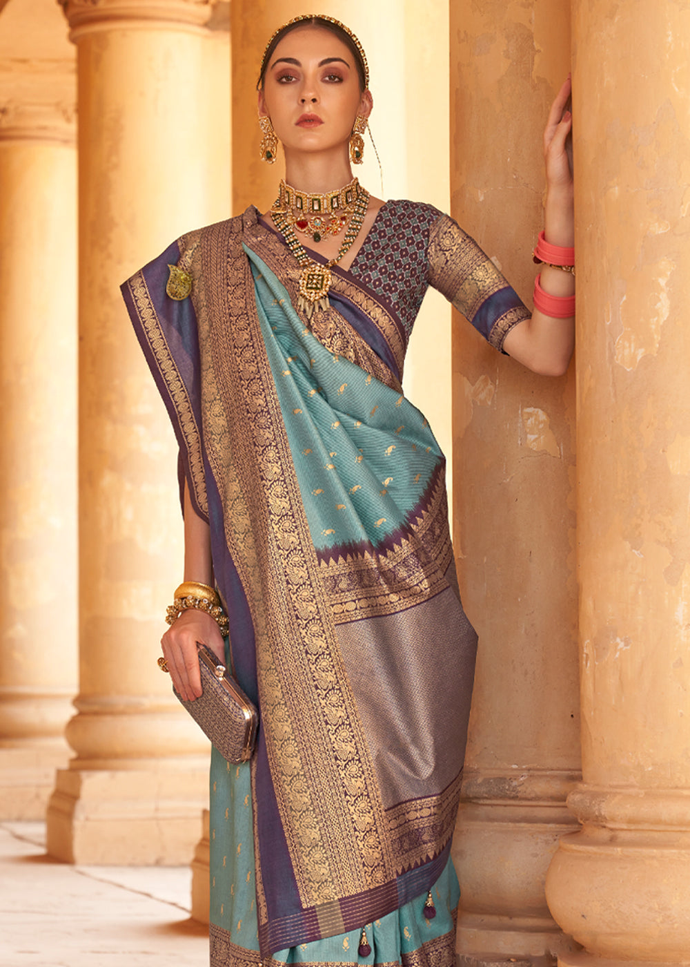 Buy MySilkLove Cutty Sark Blue Woven Patola Soft Silk Saree Online