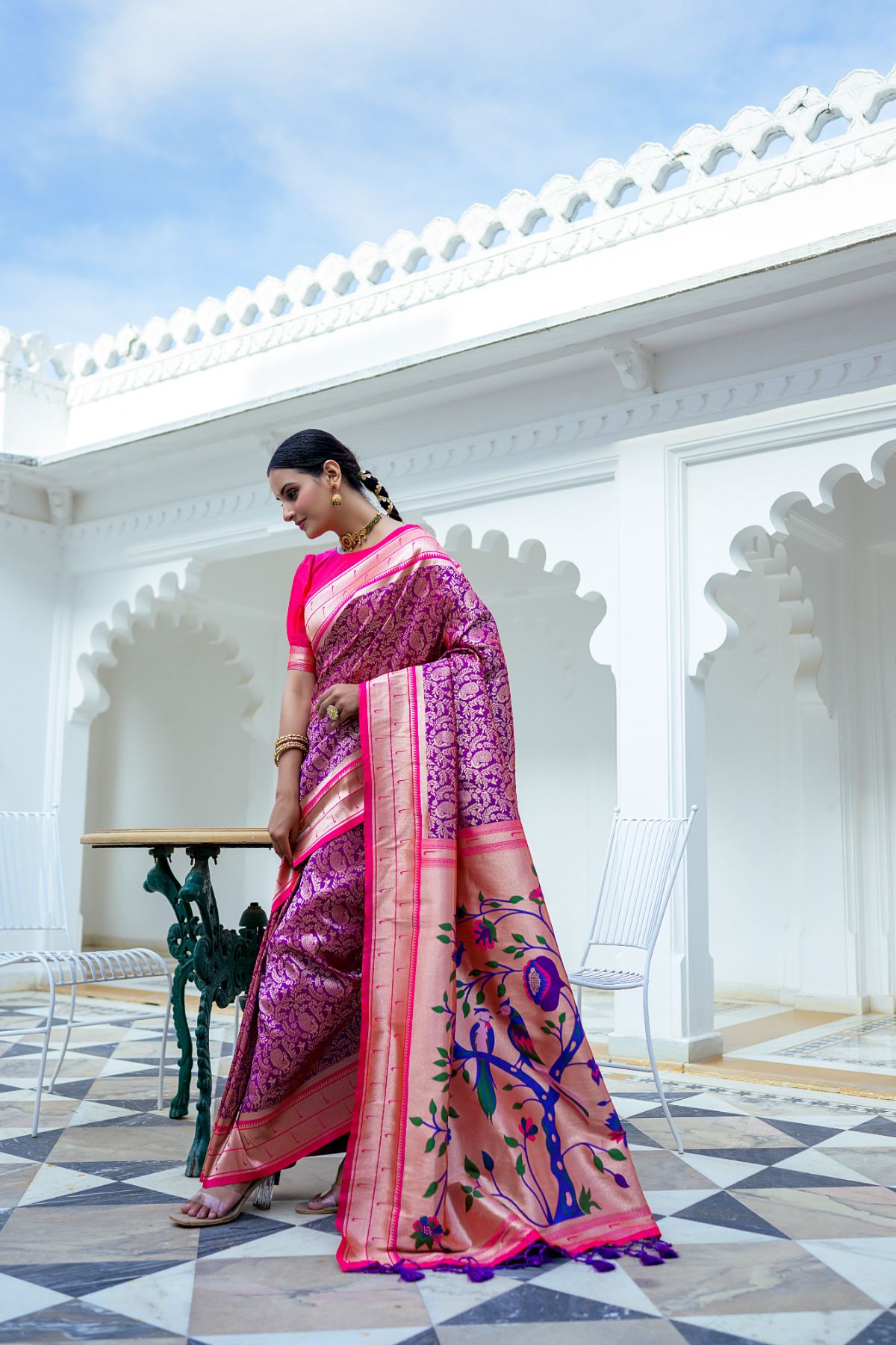 Buy MySilkLove Wine Purple Woven Paithani Saree Online