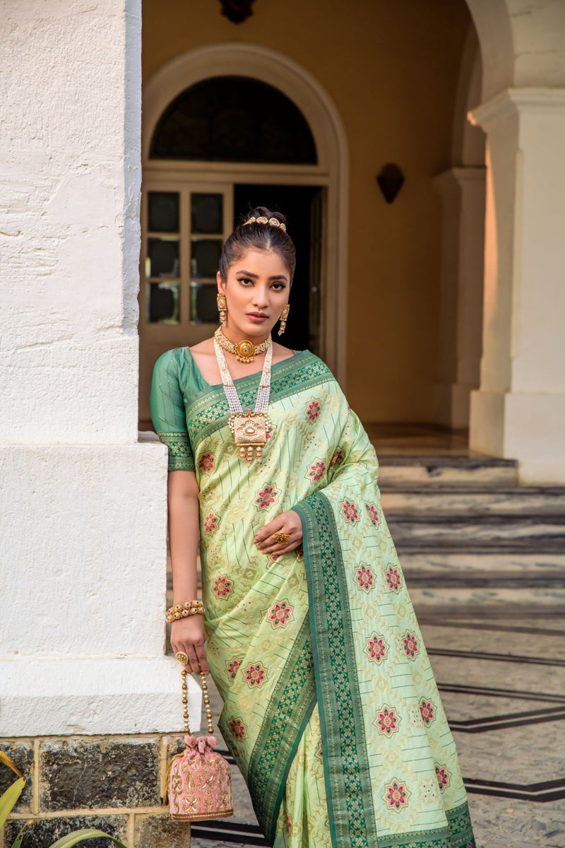 Buy Pastel Green Ii -organza Georgette Silk Saree Online in USA