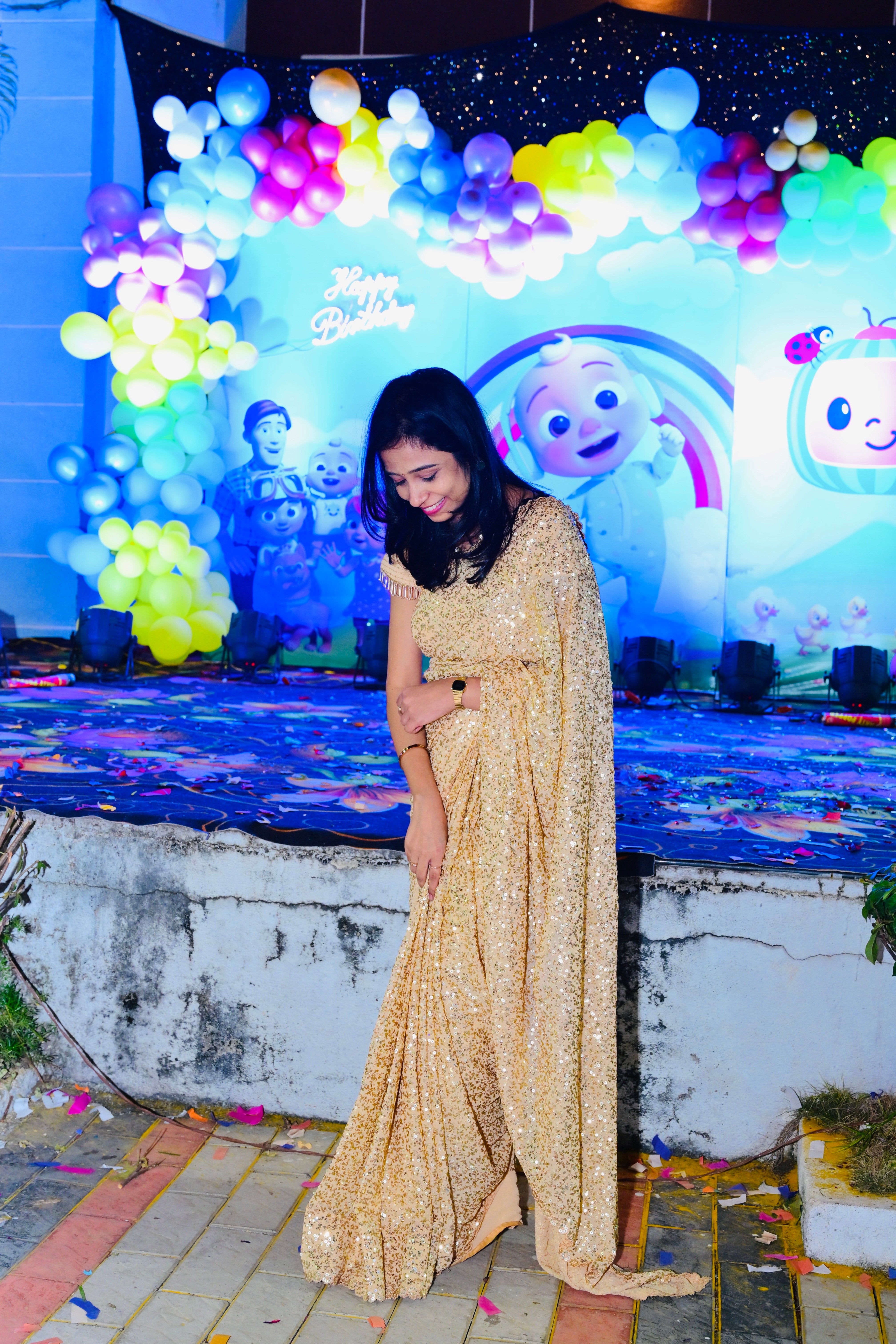 Buy MySilkLove Sandal Golden Georgette Partywear Saree Online