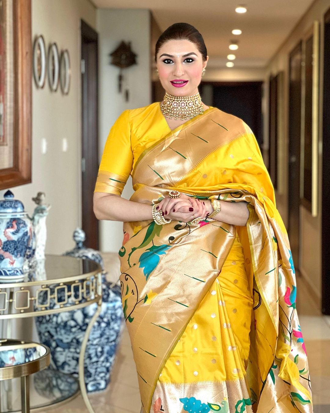 Buy MySilkLove Mustard Yellow Paithani Silk Saree Online