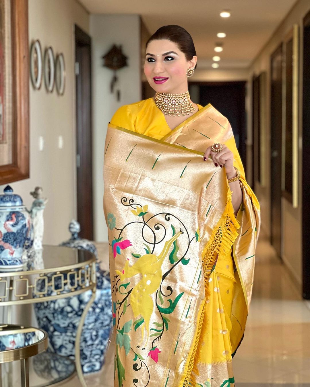 Buy MySilkLove Mustard Yellow Paithani Silk Saree Online