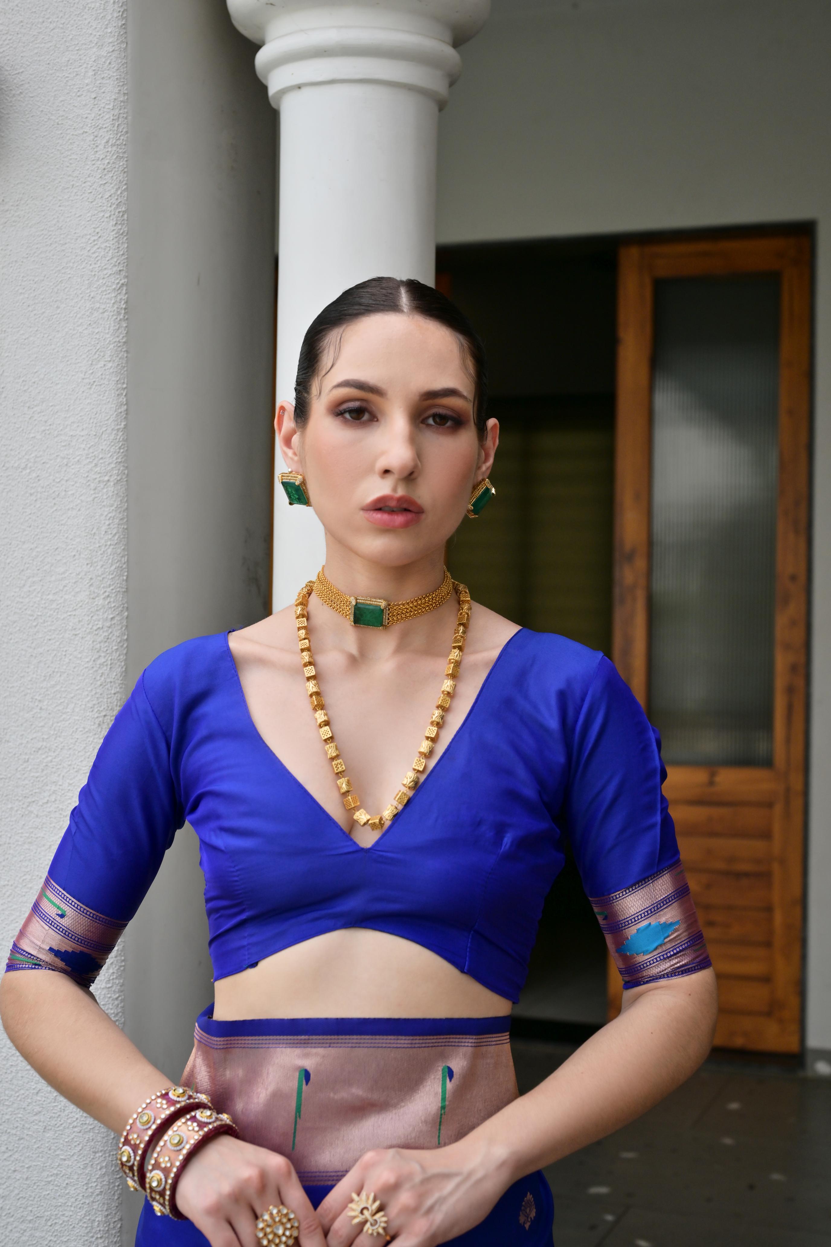 Buy MySilkLove Royal Blue Woven Paithani Saree Online