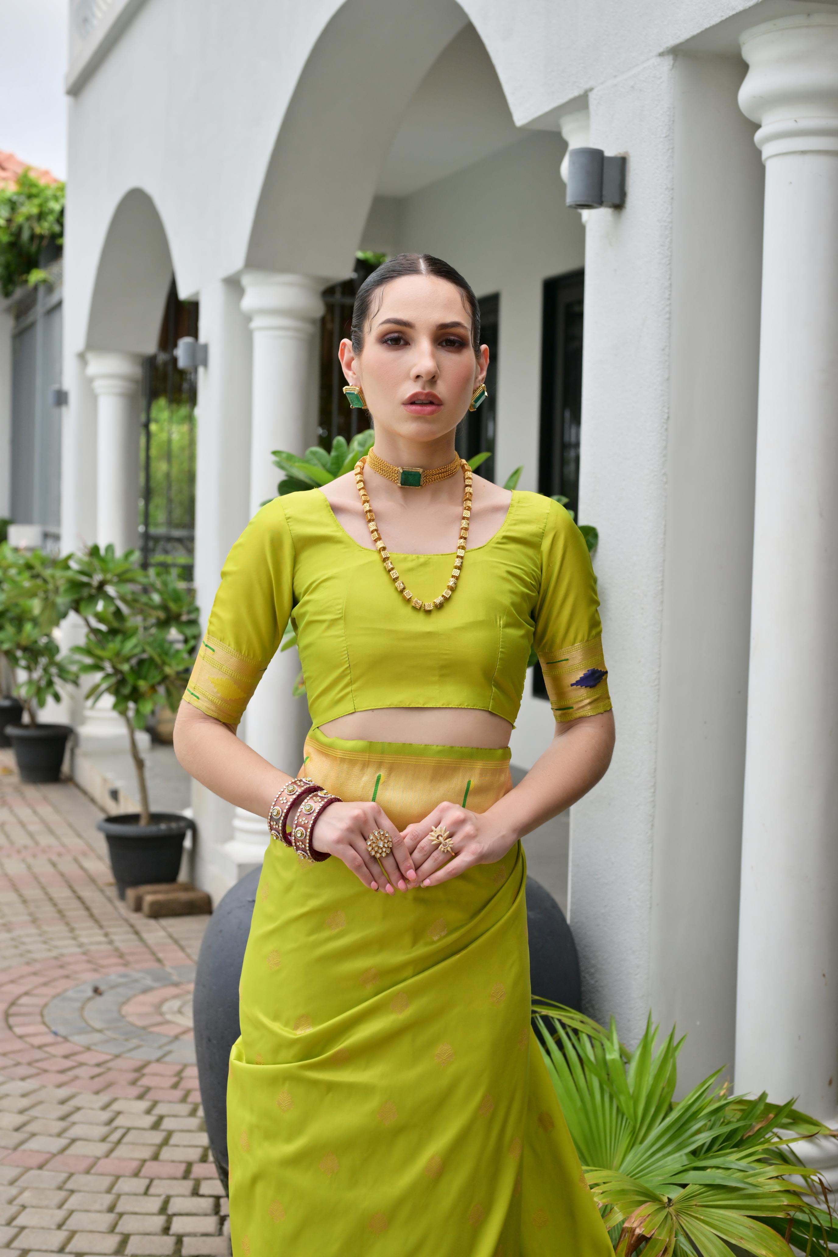 Buy MySilkLove Cambridge Green Woven Paithani Saree Online