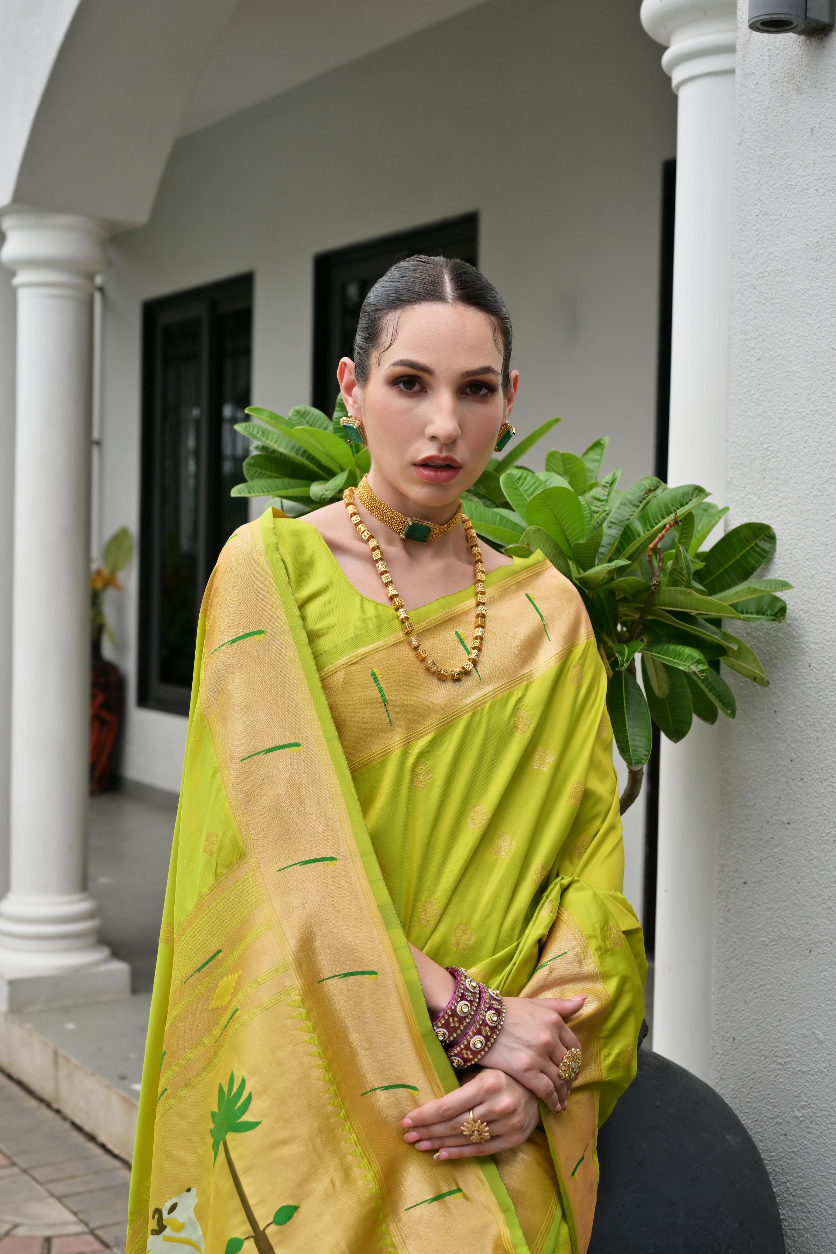 MySilkLove Cambridge Green Woven Paithani Saree