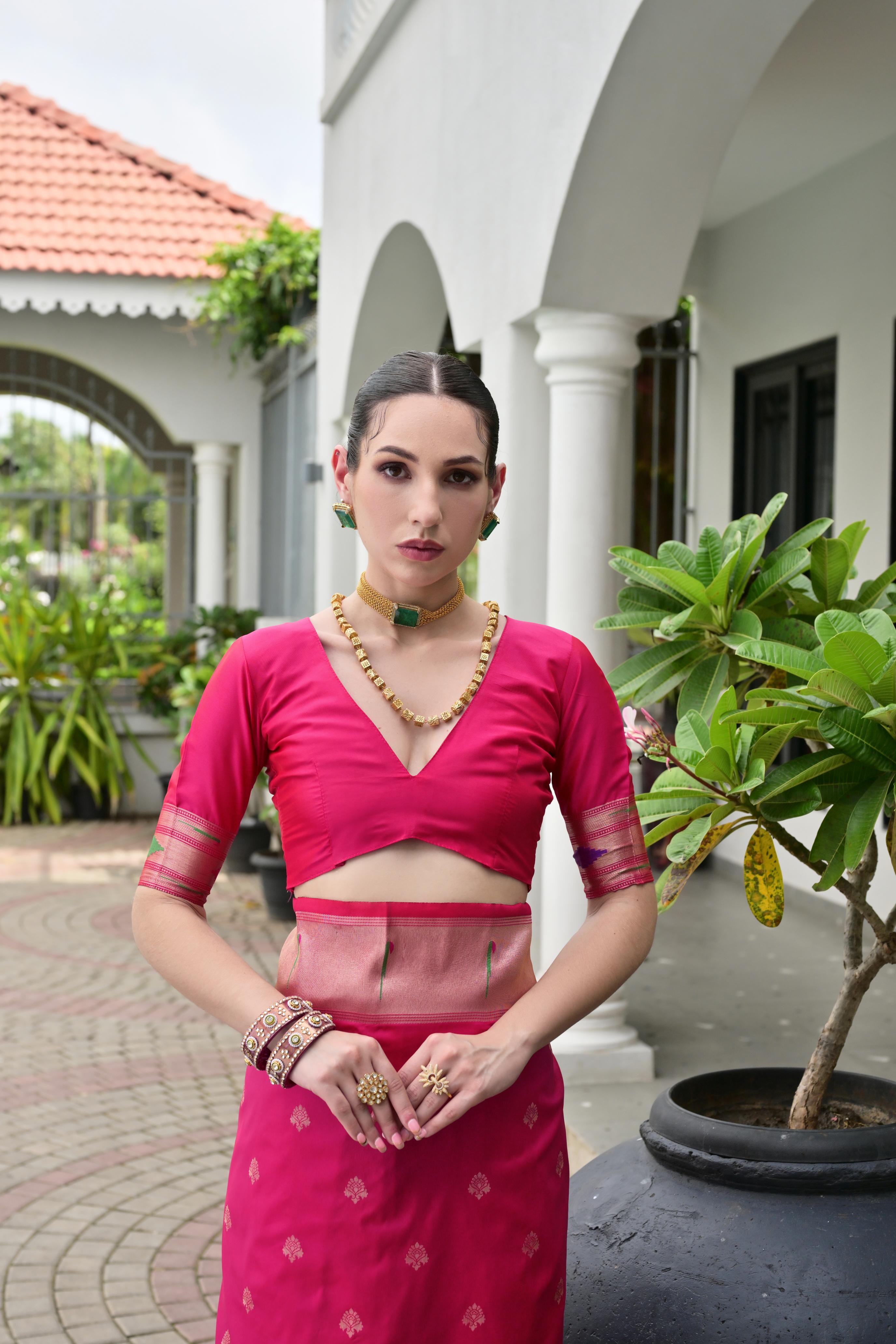 Buy MySilkLove Roseberry Pink Woven Paithani Saree Online
