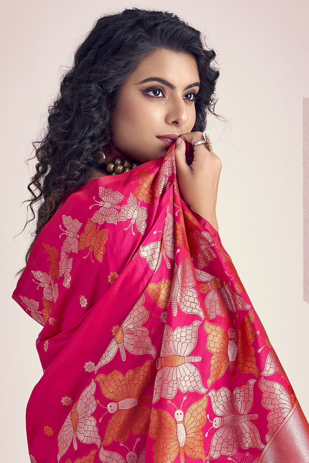 Buy MySilkLove Maroon Flush Pink Banarasi Designer Saree Online