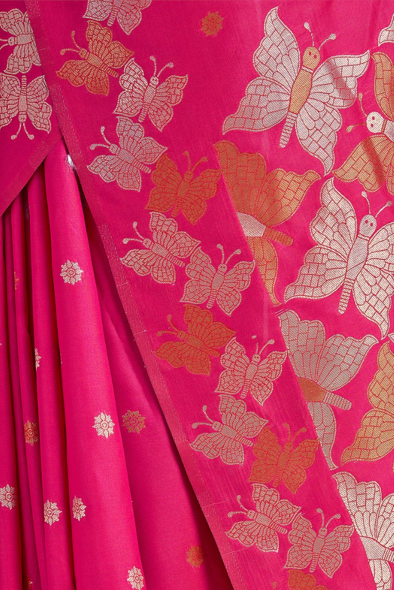 Buy MySilkLove Maroon Flush Pink Banarasi Designer Saree Online