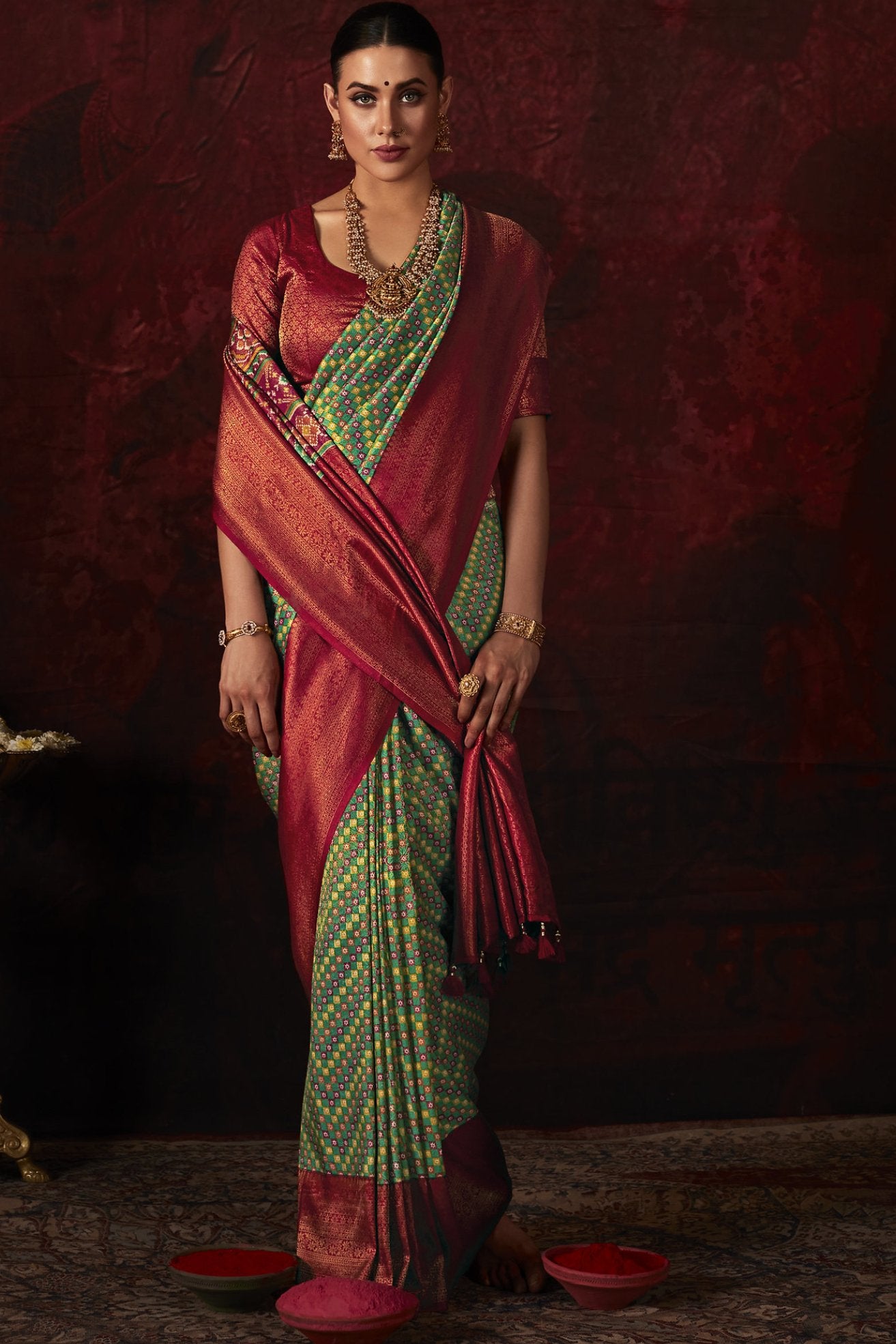 Buy MySilkLove Asparagus Green Banarasi Digital Printed Saree Online