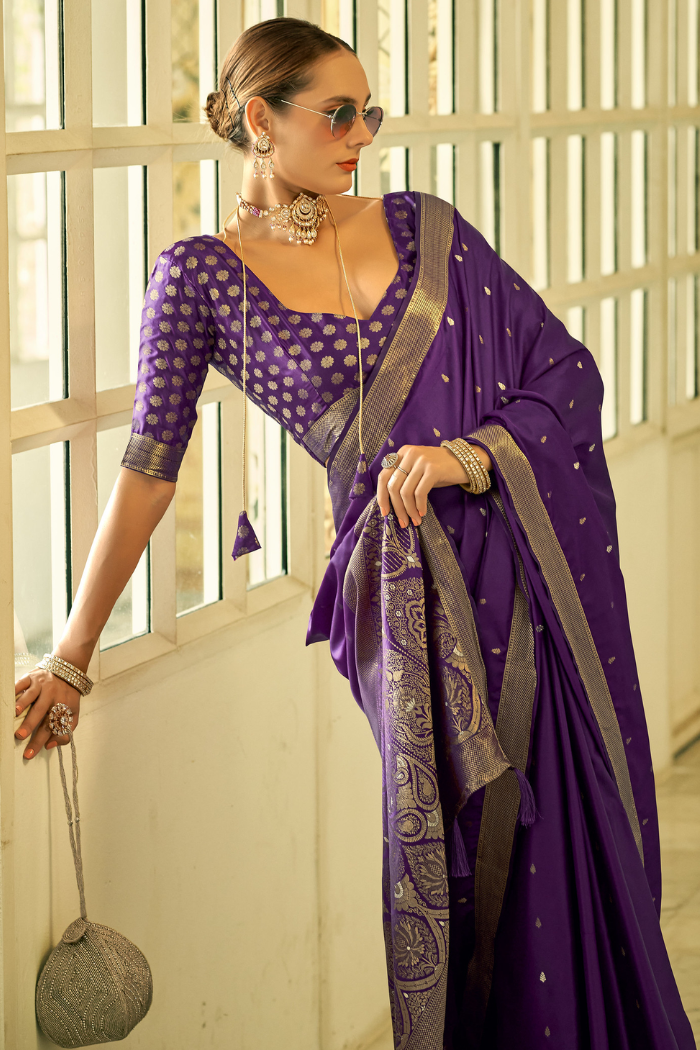 MySilkLove Affair Purple Woven Banarasi Saree