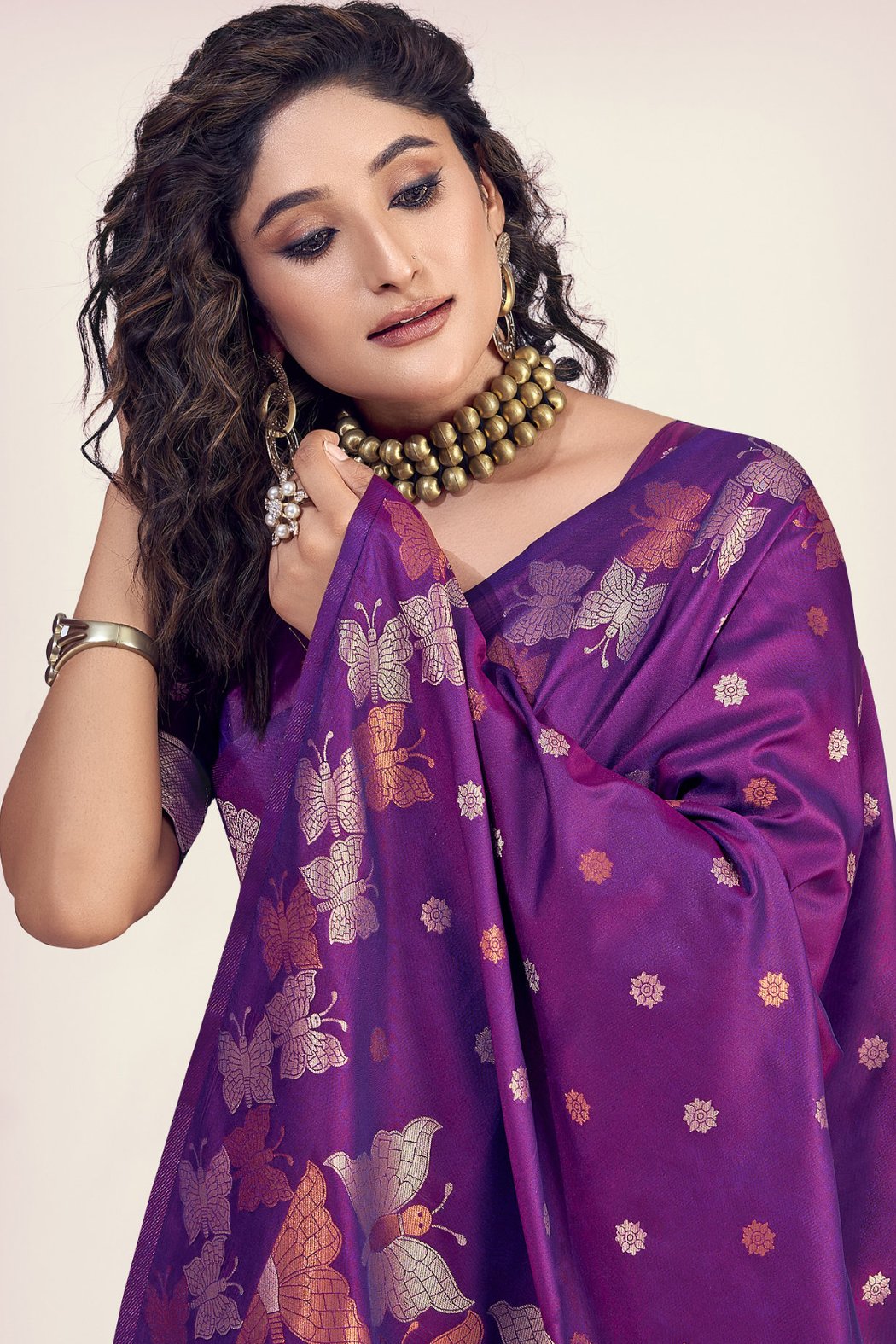 Buy MySilkLove Purple Plum Banarasi Designer Saree Online