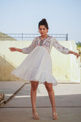 Soft White Thread Handmade Embroidery Dress