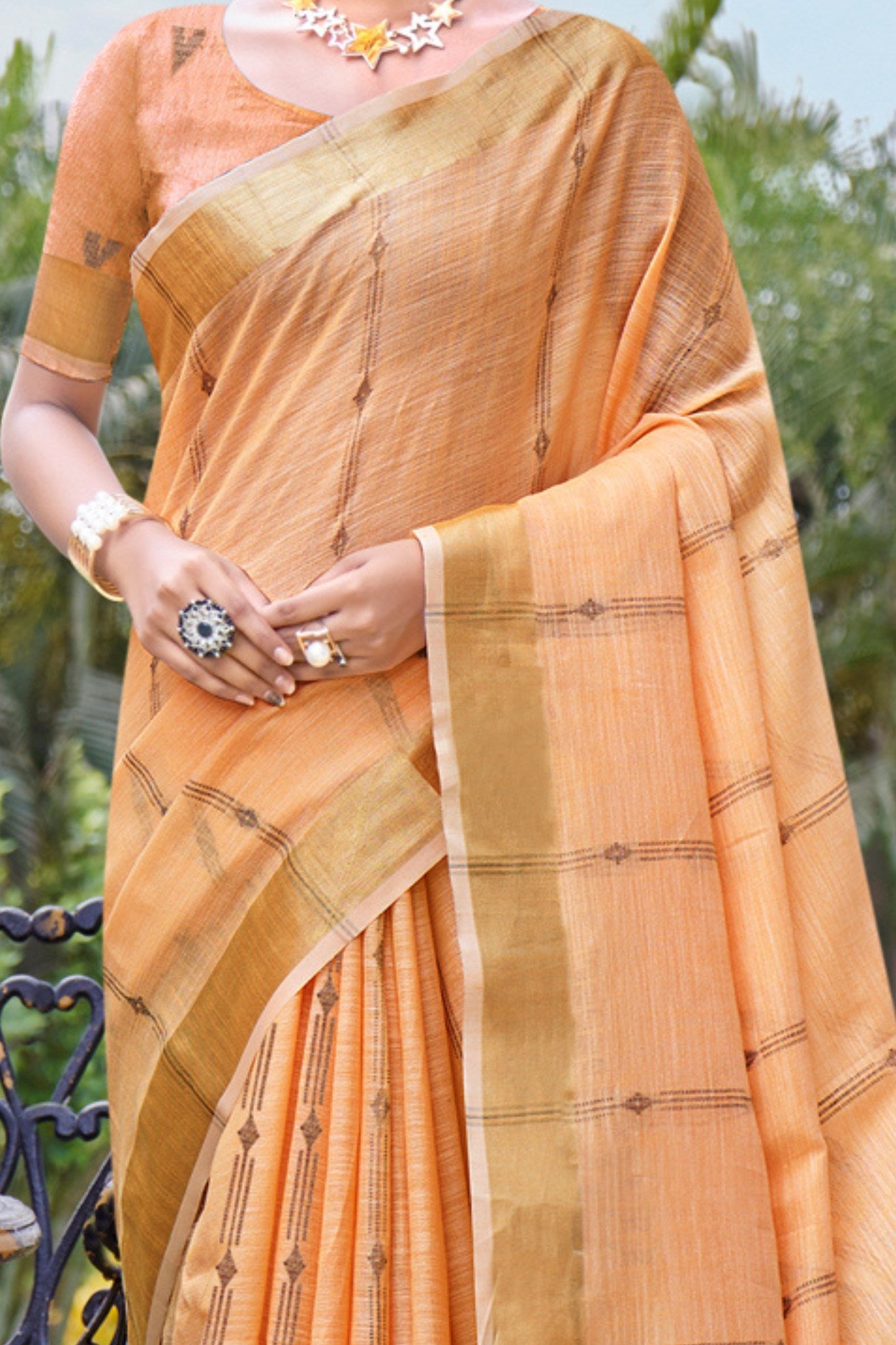 Buy MySilkLove Tangerine Orange Cotton Silk Saree Online