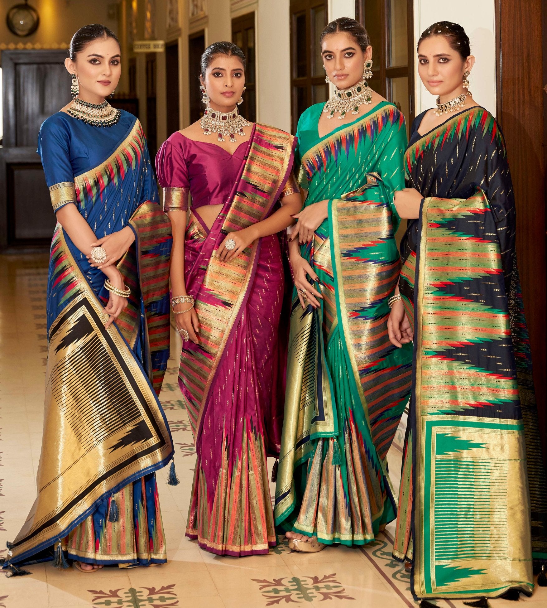 Buy MySilkLove Turtle Green Woven Tussar Silk Saree Online