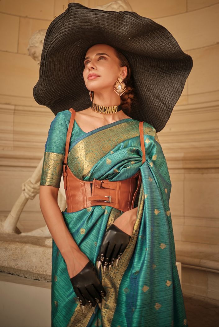 Buy MySilkLove Oxley Green Banarasi Handloom  Silk Saree Online