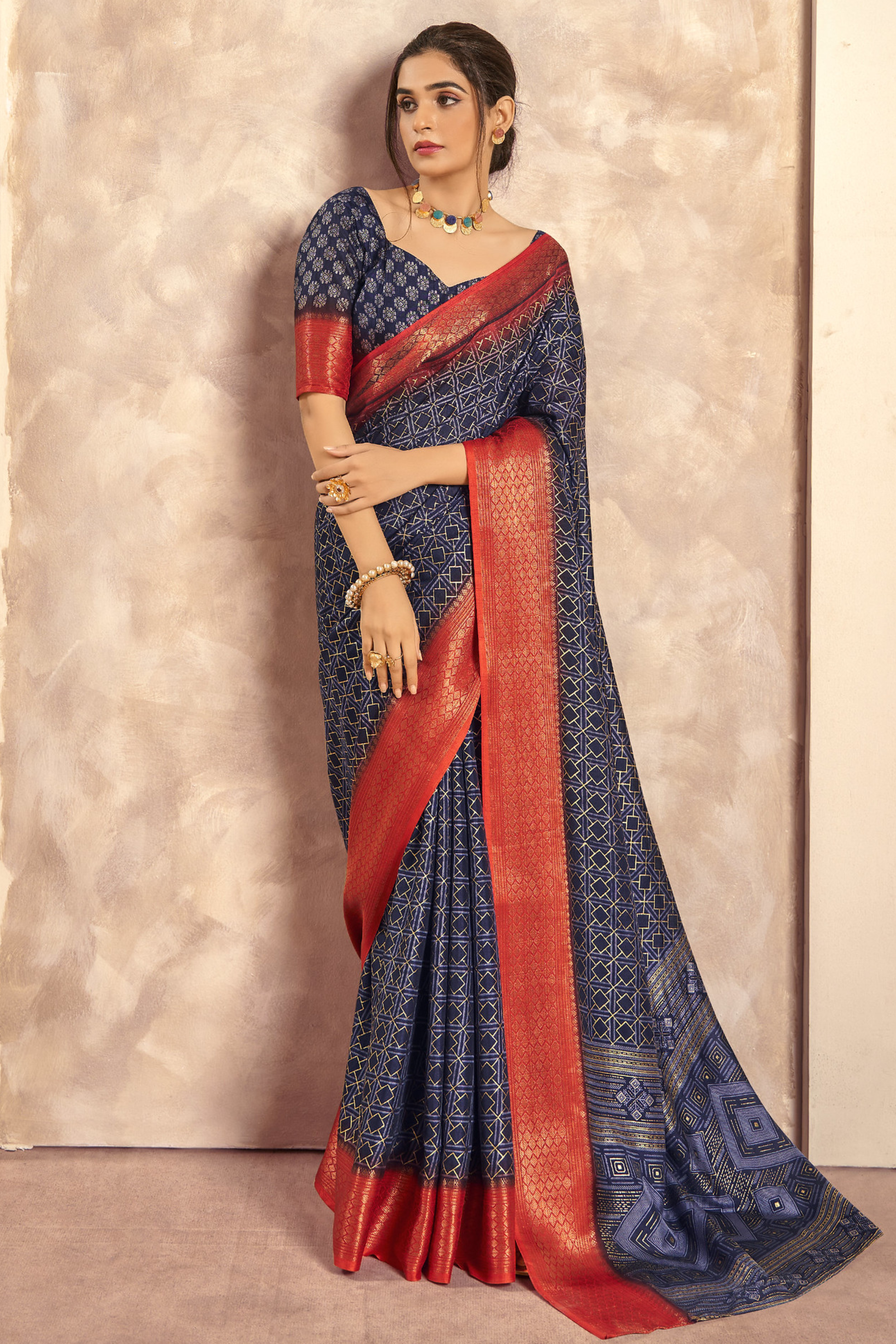 Buy MySilkLove Licorice Blue Woven Banarasi Celo Silk Saree Online