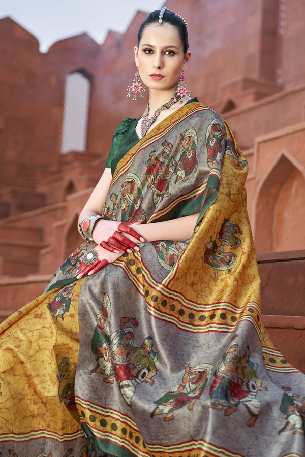 Pink Handloom Bhagalpur Pure Tussar Silk Saree: Exquisite Hand Painted  Floral Design – Luxurion World