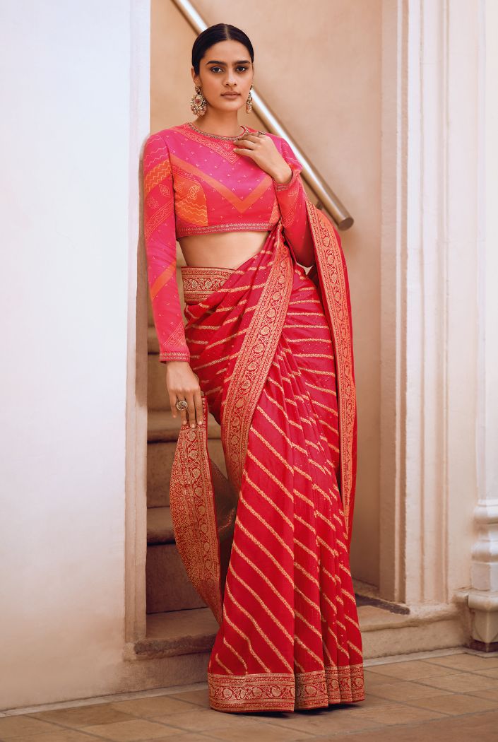 Buy MySilkLove Shiraz Red Designer Banarasi Silk Saree Online