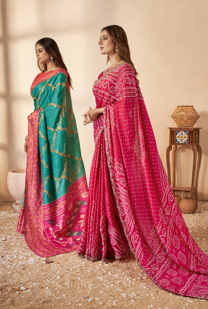 Buy MySilkLove Hippie Pink Printed Banarasi Saree Online