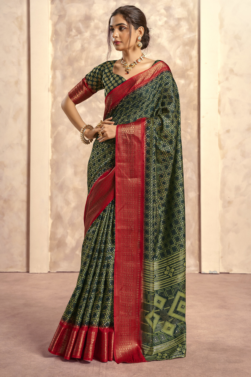Buy Cabbage Pont Green Woven Banarasi Celo Silk Saree Online - MySilkLove