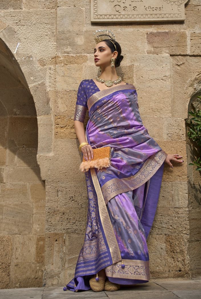 Buy MySilkLove Berry Purple Woven Patola Silk Saree Online