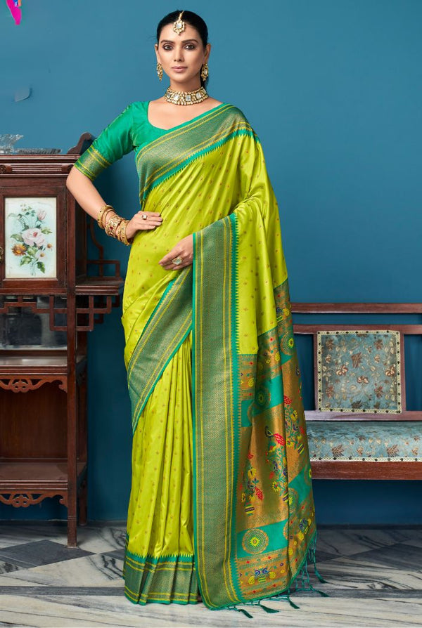 Peacock Green Colour Paithani Silk Sarees Online Buy 2023