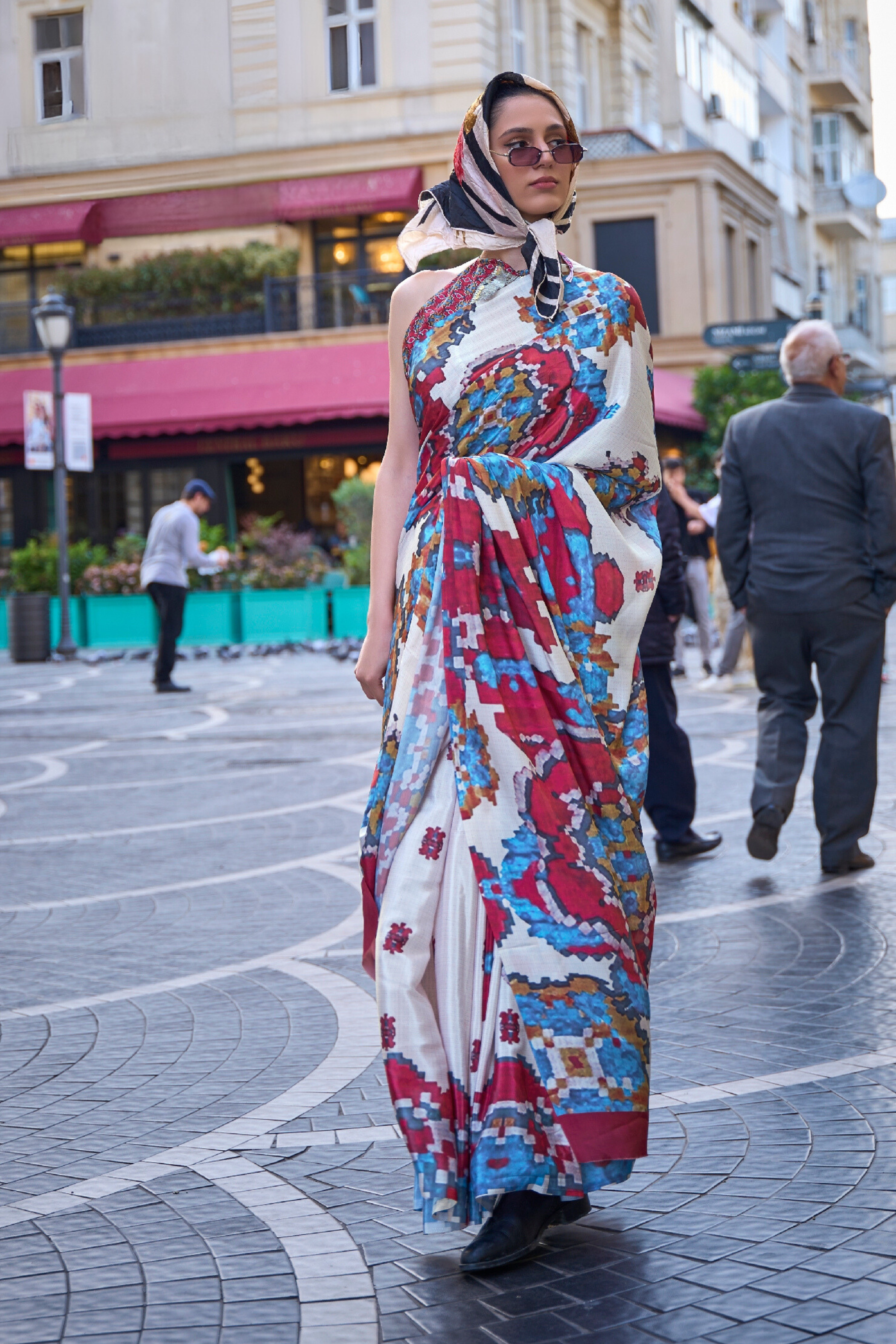 Buy MySilkLove Multicolor White Printed Handloom Satin Saree Online