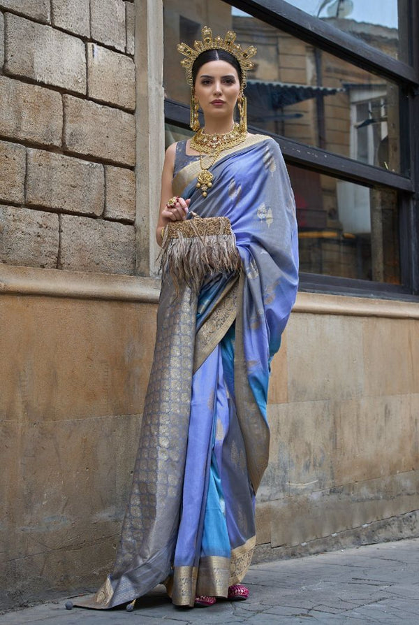 Jelly Blue Woven Patola Silk Saree