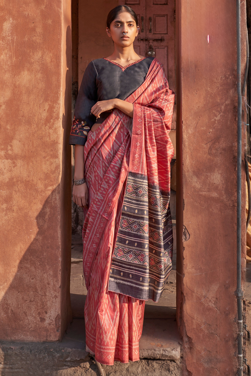 Sanghamitra Sarees 6.5 m Ikkat designer cotton silk handloom saree, With  Blouse Piece, hand weaving at Rs 850 in Kolkata