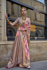 Multicolor Pink Woven Patola Silk Saree