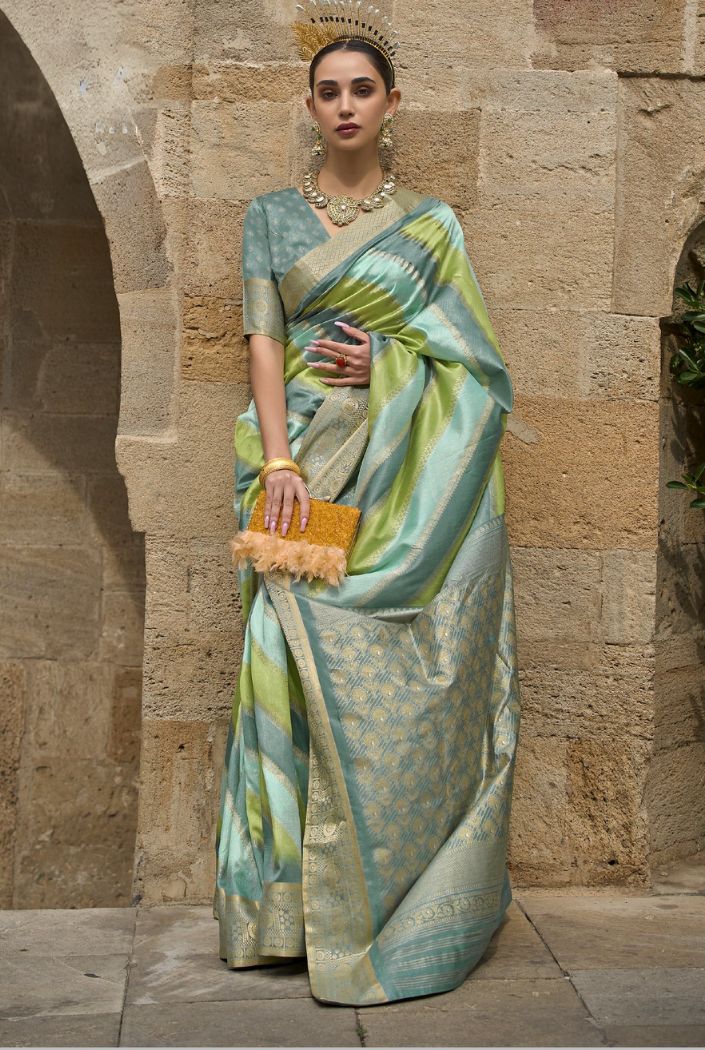 Buy MySilkLove Parrot Green Woven Patola Silk Saree Online