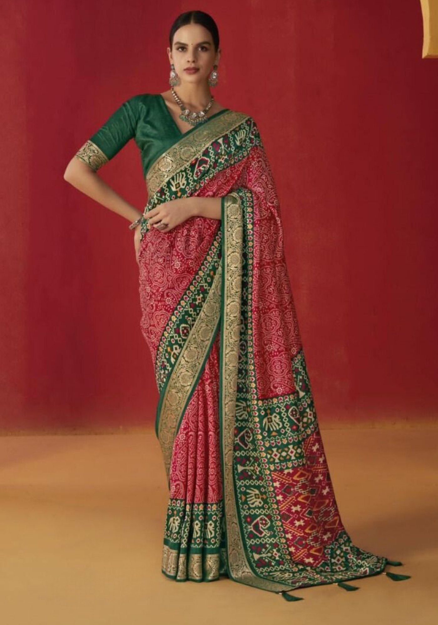 Buy MySilkLove Chilli Red Printed Tussar Silk Saree Online