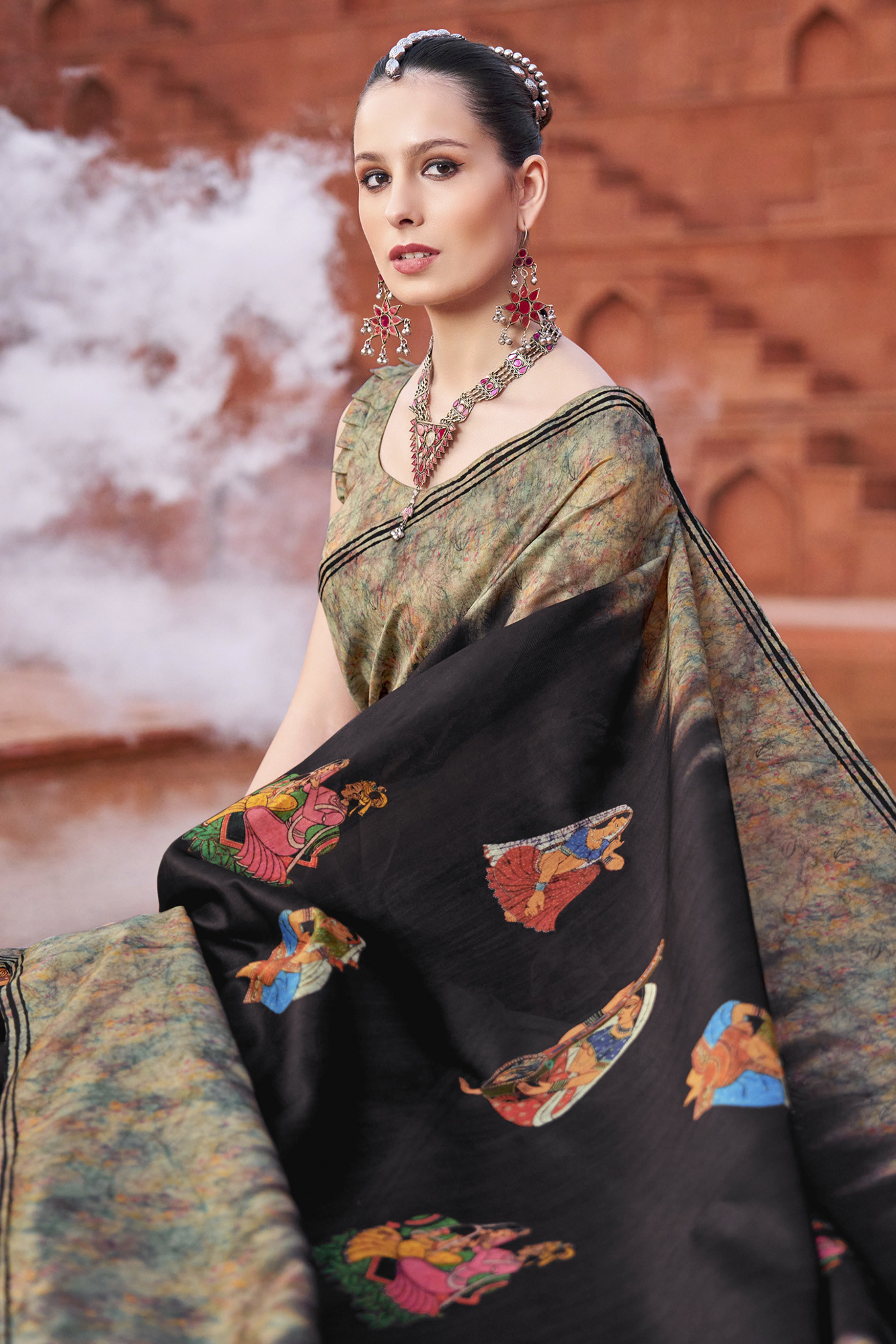 Buy MySilkLove Cod Black Handloom Tussar Silk Saree Online