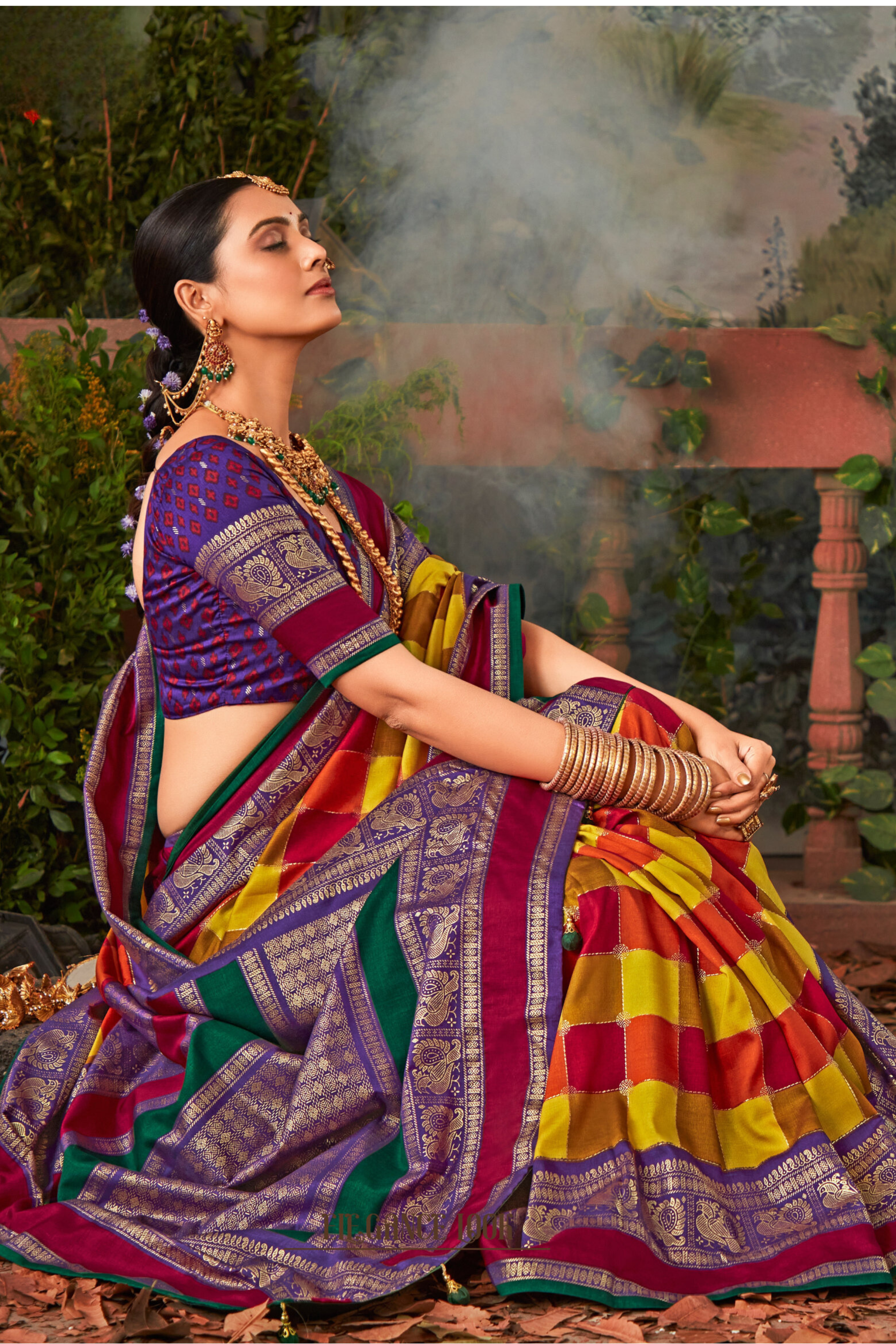 Buy MySilkLove Siren Purple and Maroon Printed Pochampally Ikkat Silk Saree Online