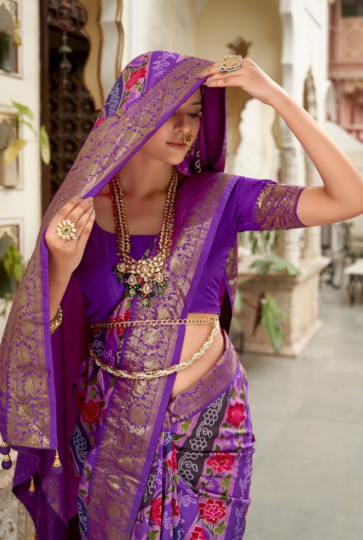 MySilkLove Seance Purple Banarasi Patola Silk Saree