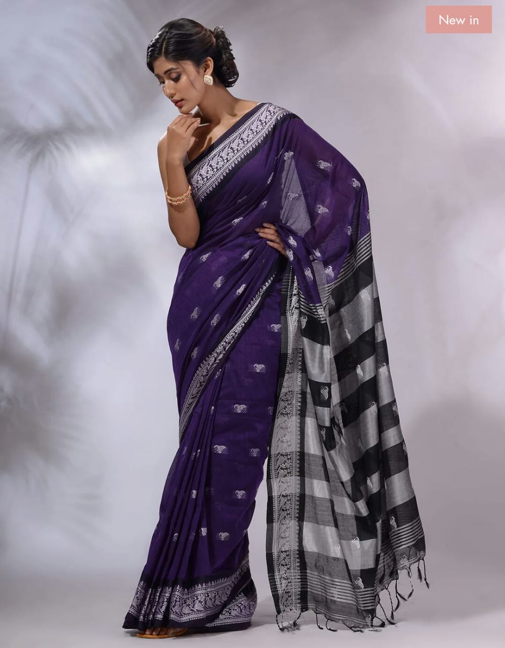 Buy MySilkLove Revolver Blue Pure cotton jackqurd border Saree Online