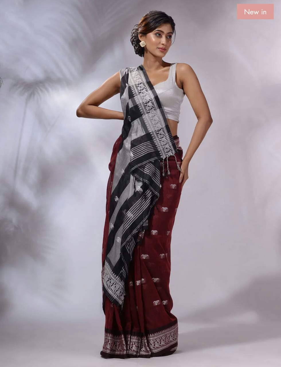 Buy MySilkLove Persian Plum Maroon Pure cotton jackqurd border Saree Online