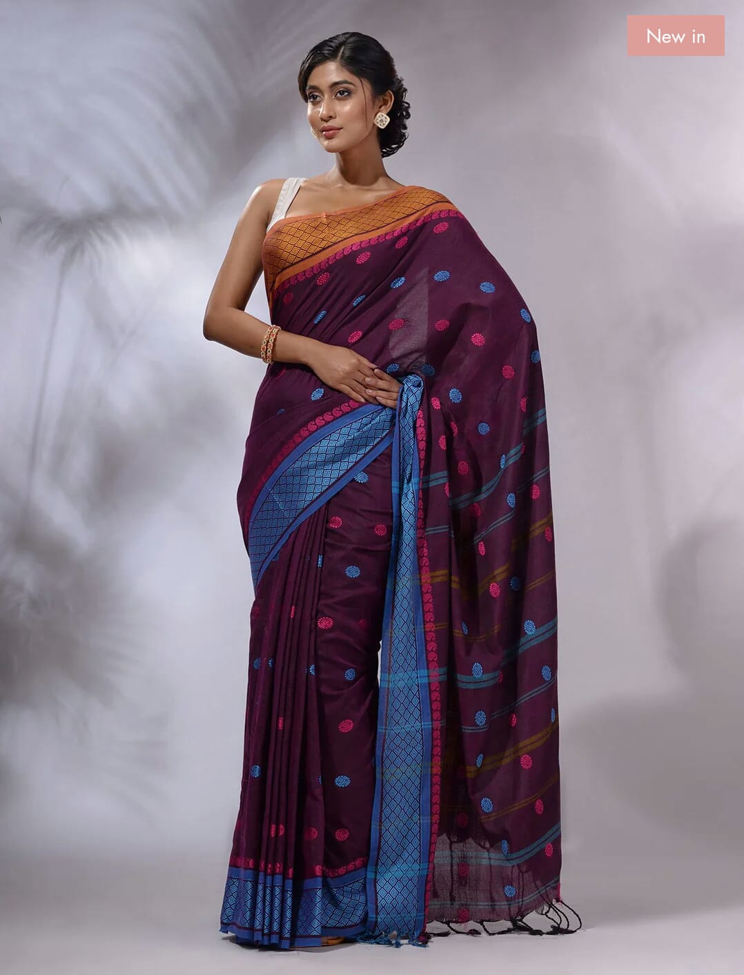 Buy MySilkLove Livid Purple Pure cotton jackqurd border Saree Online