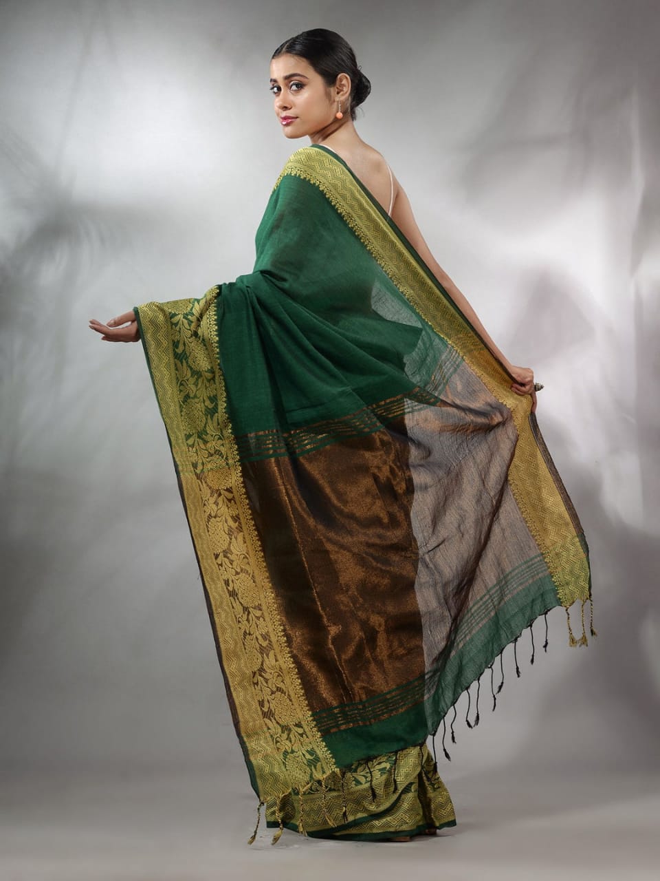 MySilkLove Plantation Green Cotton Saree with Jackqurd Border