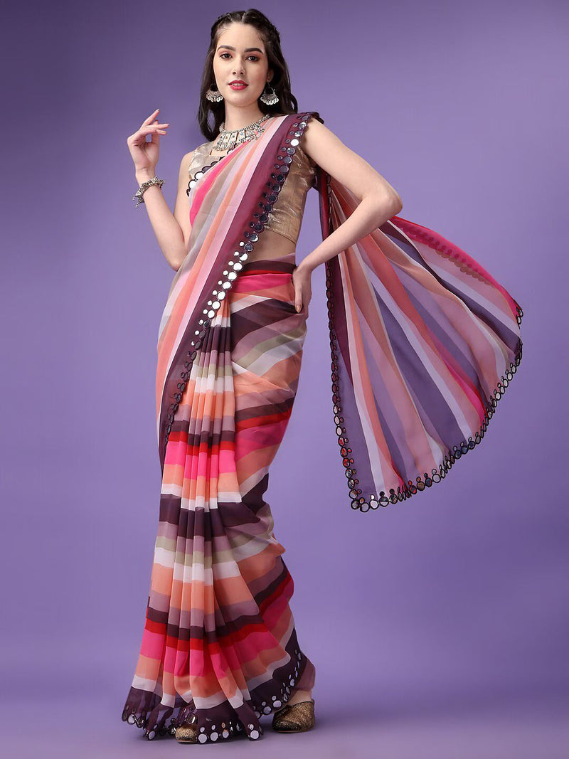 Vintage Red & Black Saree Pure Georgette Silk Bandhani Printed Sari Craft  5yd | eBay