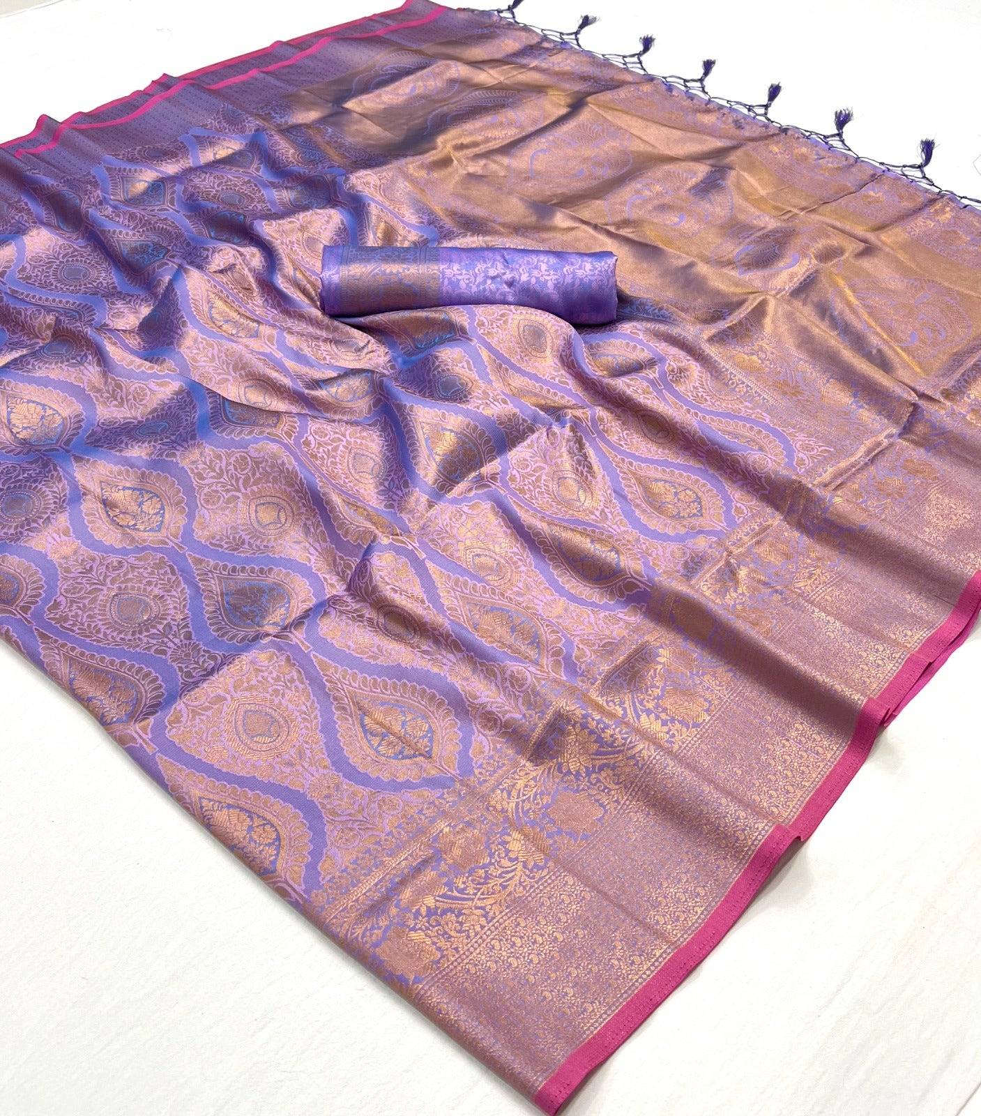 Buy MySilkLove Sunset Purple Two Tone Kanjivaram Handloom Saree Online