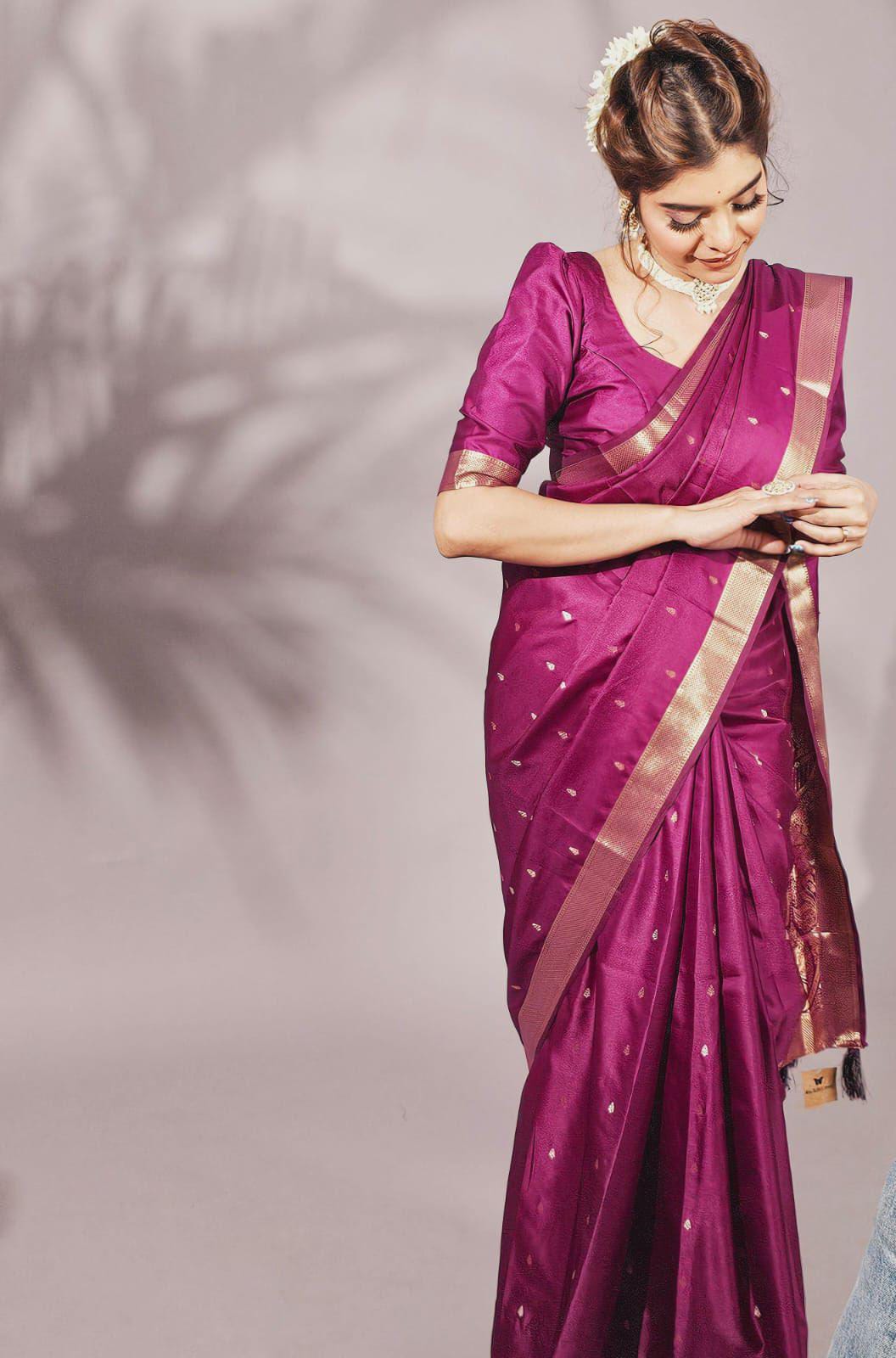 Buy MySilkLove Affair Purple Woven Banarasi Silk Saree Online