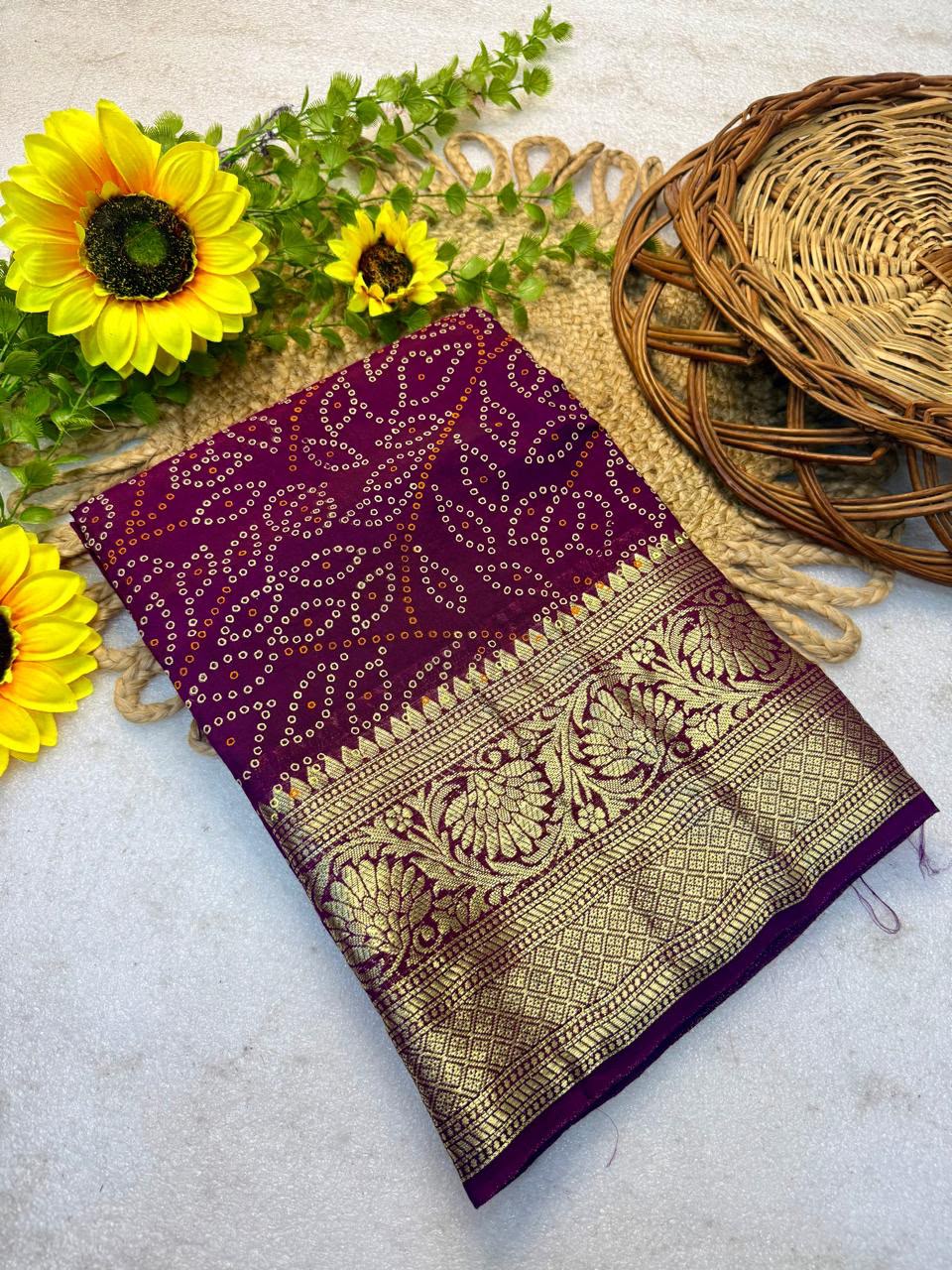 Buy MySilkLove Canary Red Bandhani Zari Woven Silk Saree — Buy Online | MySilkLove Online
