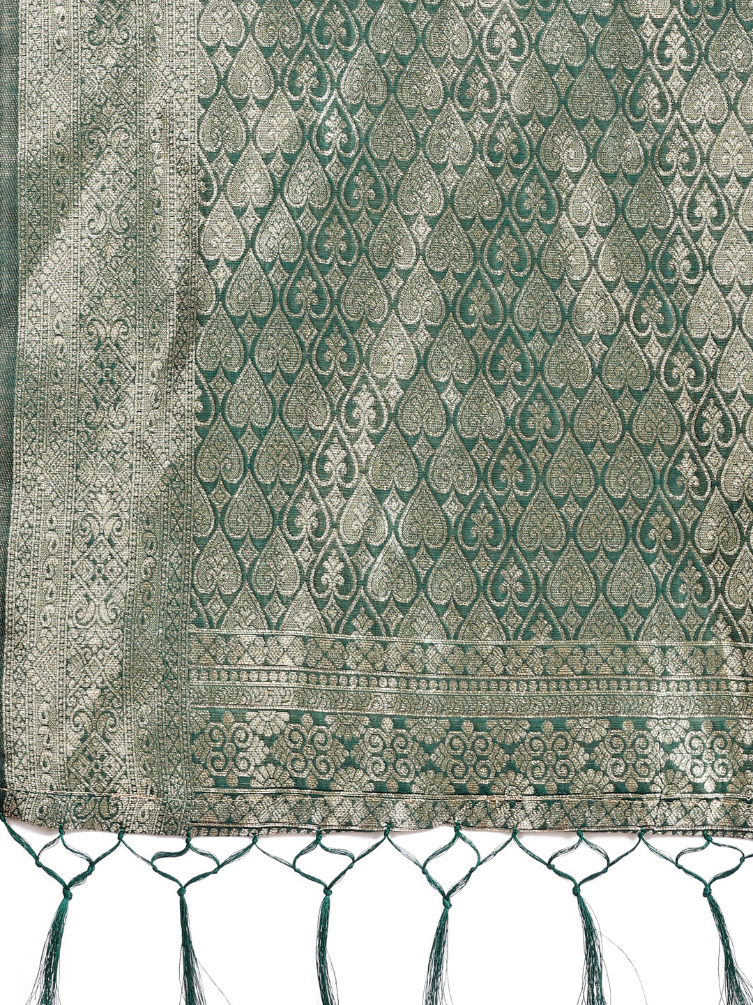 Buy MySilkLove Envy Green Woven Cotton Saree Online