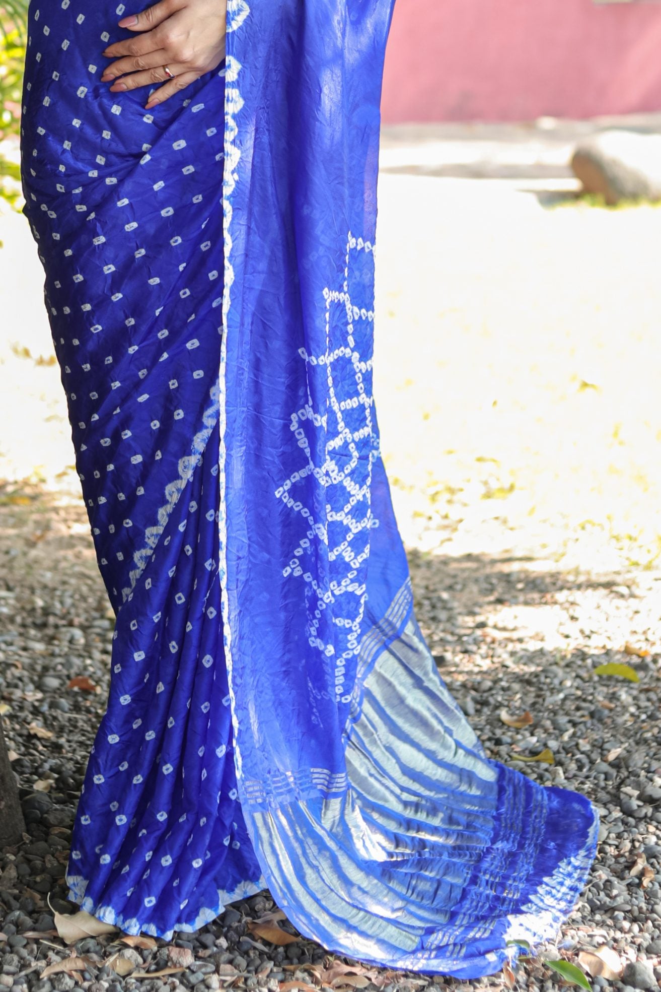 Buy MySilkLove Royal Blue Designer Bandhani Printed Saree Online