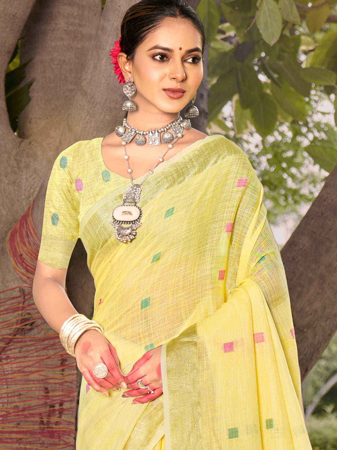 Buy MySilkLove Bright Sun Yellow Cotton Silk Saree Online