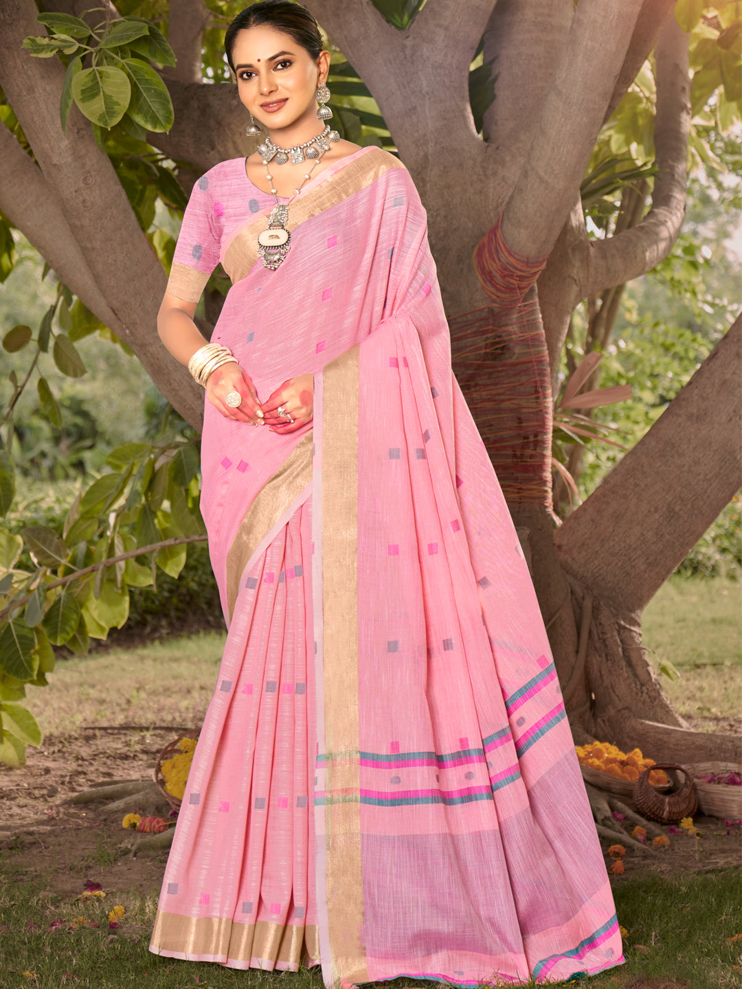 Buy MySilkLove Candy Pink Cotton Silk Saree Online